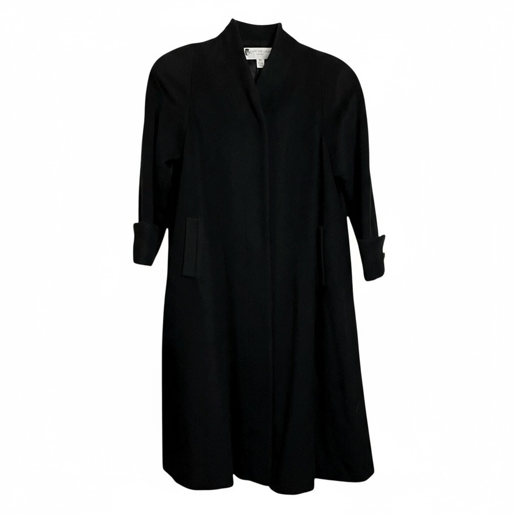 Vintage BERT NEWMAN Petite Black Collared Long Sleeve Wool Blend‎ Coat  10